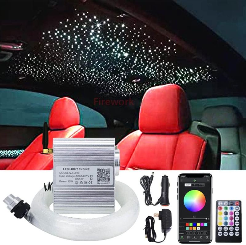 Photo 1 of Firework Bluetooth Twinkle 10W Starlight Headliner Kit for Car Home Decoration with APP/Remote Music Mode RGBW LED Fiber Optic Star Ceiling Light 360pcs 0.03in 9.8ft
