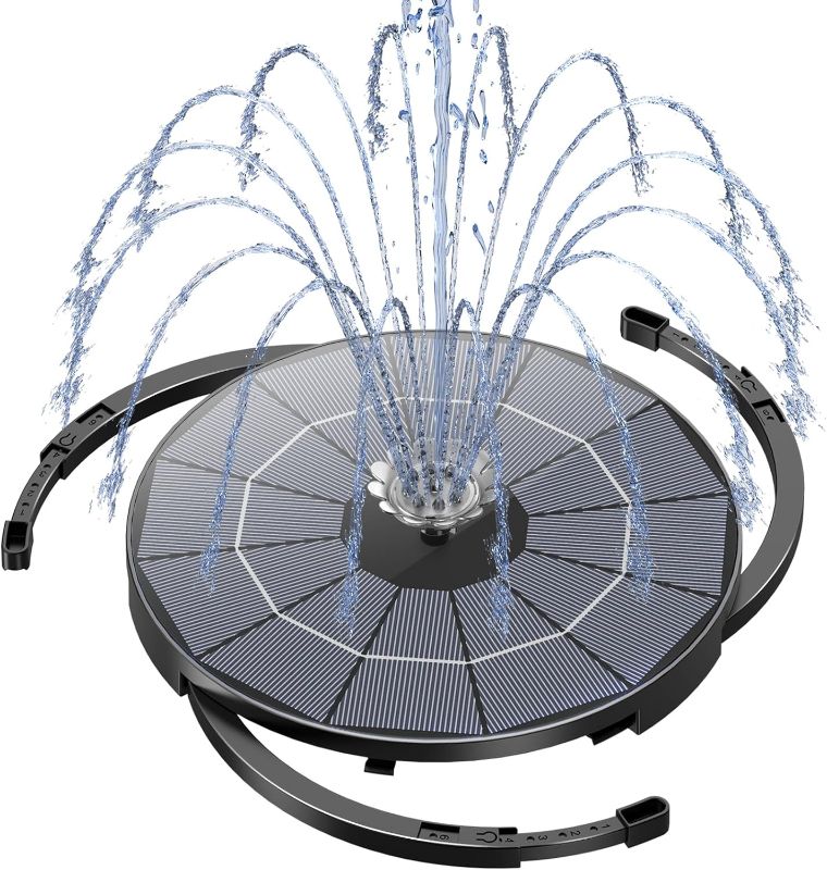 Photo 1 of AISITIN Solar Fountain Pump for Bird Bath Upgraded 2023, 3.5W Solar Water Pump DIY Kit with 9.8ft Cord & Multiple Nozzles, Solar Bird Bath Fountain with Wire for Garden, Ponds and Outdoor