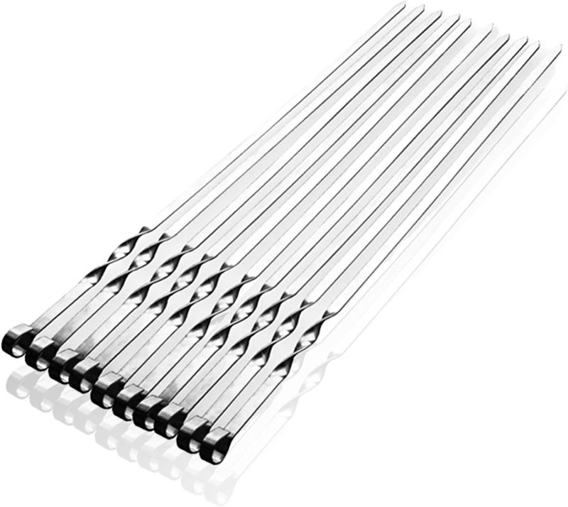 Photo 1 of Kebab Skewers 17.7" Stainless Steel Reusable Flat BBQ Sticks for Meat Chicken Shrimp and Vegetable(10-Pack)