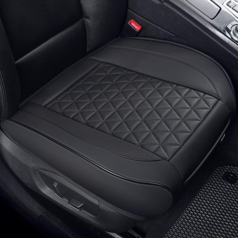 Photo 1 of Black Panther Luxury Faux Leather Car Seat Cover Front Bottom Seat Cushion Cover, Anti-Slip and Wrap Around The Bottom, Fits 95% of Vehicles - 2 Piece,Black