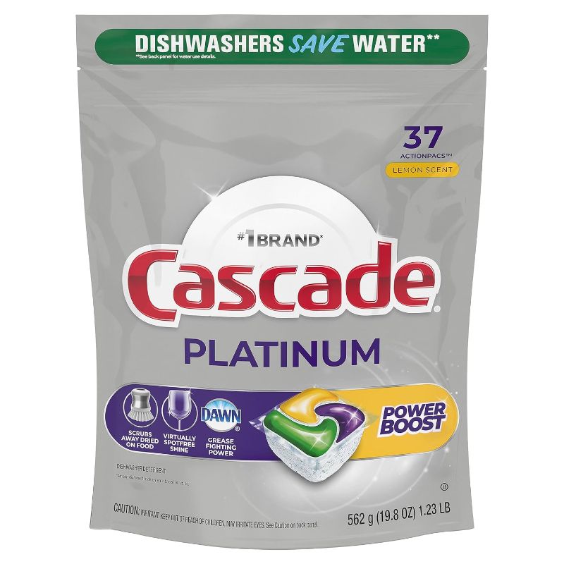 Photo 2 of Cascade Complete ActionPacs Dishwasher Detergent, Lemon Scent, 35 Count + Cascade Platinum Dishwasher Soap Pods, Boost Actionpacs, Lemon, 14 Count Dishwasher Detergent Pods