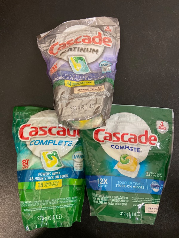 Photo 3 of Cascade Complete ActionPacs Dishwasher Detergent, Lemon Scent, 35 Count + Cascade Platinum Dishwasher Soap Pods, Boost Actionpacs, Lemon, 14 Count Dishwasher Detergent Pods