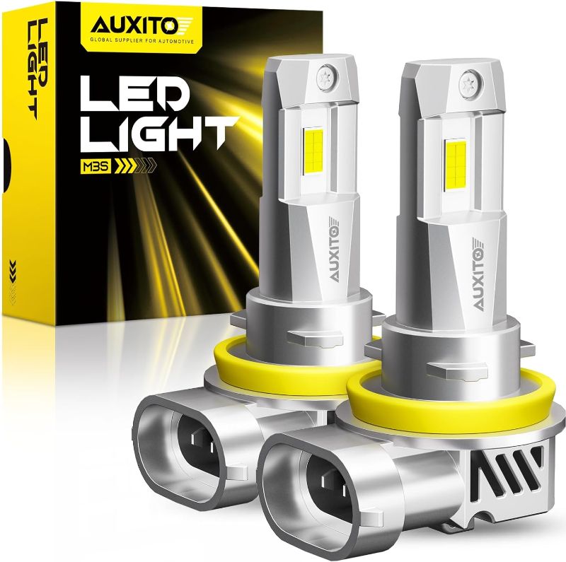 Photo 1 of AUXITO H11 LED Bulbs, H8 H9 Automotive Light Replacement, 18000LM 600% Highly Bright 6500K Cool White, Real 1:1 Mini Size, Direct Install Plug and Play, Pack of 2