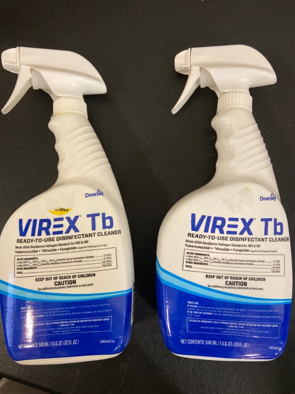 Photo 2 of 2 Pack VIREX Diversey CBD540540 All Purpose Disinfectant Cleaner- Kills 99.9% of Germs and Eliminates Odors, Lemon Scent, Ready-to-Use Spray, 32-Ounce