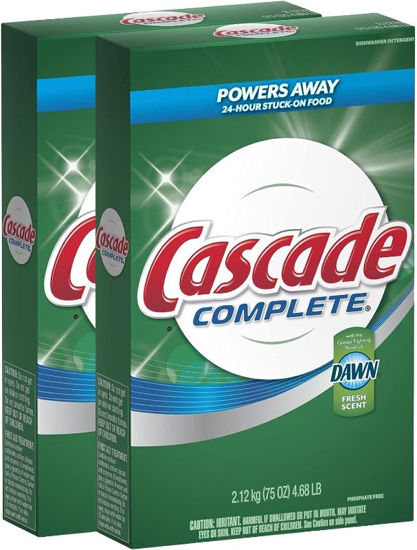 Photo 1 of Cascade Complete Powder All-in-1 Dishwasher Detergent - 75 oz - Fresh - 2 pk