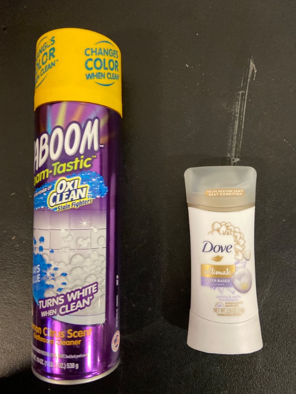 Photo 3 of Bundle: Kaboom Foam Tastic Bathroom Cleaner with OxiClean, Citrus 19oz + Dove Ultimate Antiperspirant Deodorant Stick Jasmine & Vanilla 2.6 oz