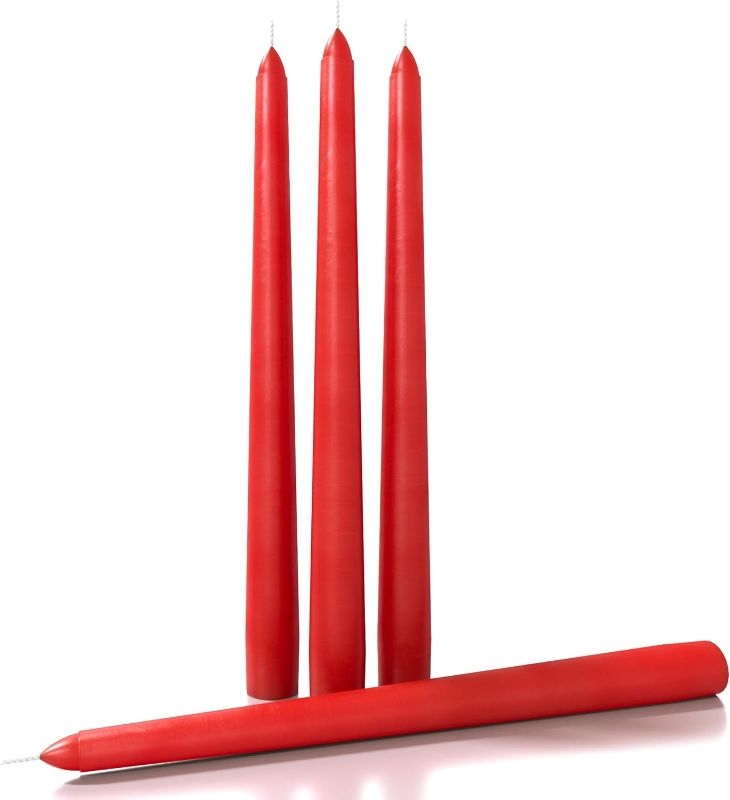 Photo 1 of 3 Paccks 10 inch Taper Candles Set of 4 - Dripless Taper Candles and Unscented Candlesticks - Perfect as Dinner Candles – Red Candles