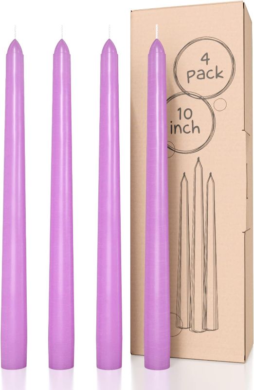 Photo 1 of 5 Pack 10 inch Taper Candles Set of 4 - Dripless Taper Candles and Unscented Candlesticks - Perfect as Dinner Candles and Household Candles – Lavender Candles