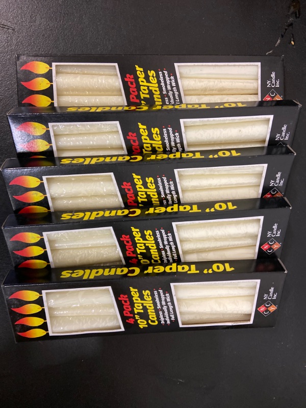 Photo 2 of 5 Packs White Taper Candles 10 inch Dripless - Set of 4 Tapered Candles Ideal as Christmas Candles Unscented - White Candles Christmas Candle Sticks - Christmas Candle Set