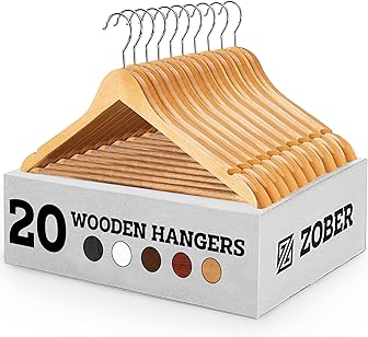 Photo 1 of Zober Wooden Hangers 20 Pack - Non Slip Wood Clothes Hanger for Suits, Pants, Jacket
