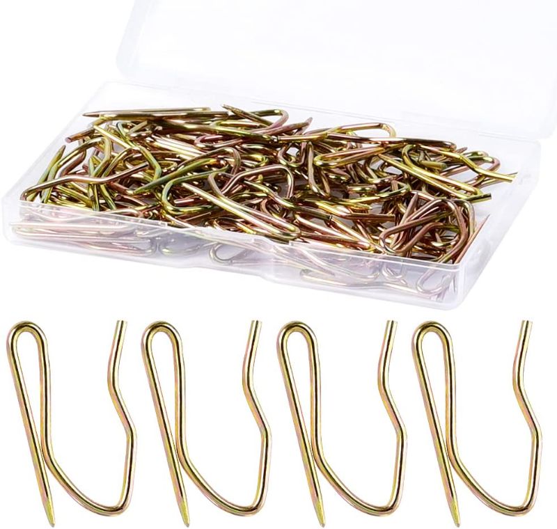 Photo 1 of Miscellaneous Bundle: Metal Curtain Hooks, 58PCS Drapery Hook Pins 1.2 Inch Stainless Steel Pin-on Hooks for Window Curtain, Shower Curtain, Door Curtain, Copper + Breathable Men's Ring - Black - Orange 1