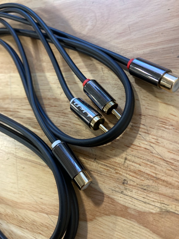 Photo 3 of J&D 2 RCA to 2 RCA Cable, 2-Pack Gold Plated Copper Shell Heavy Duty 2RCA Male to 2RCA Female Stereo Audio Extension Cable, RCA Cable, 3 Feet