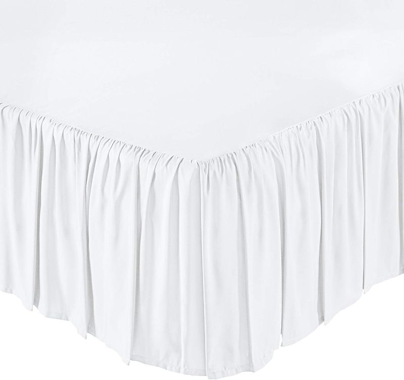 Photo 1 of Ruffled Bed Skirt with Split Corners Queen Size (18 Inch Drop) Platform Dust Ruffle Gathered Bedskirt with 400 Thread Count Microfiber Wrinkle Free Ruffled Gatherd Bed Skirt