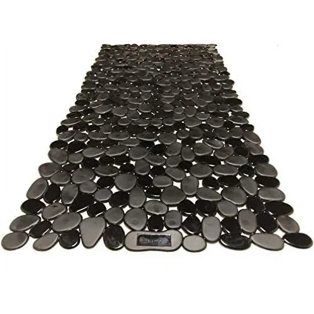 Photo 1 of “Pebbles” Non-Slip Bathtub/Shower Mat 27.5”x14” Rectangular, Non-Toxic, Safe, Clean, Machine-Washable, Superior Grip & Drainage, Vinyl, for Smooth Floors ONLY,&nbsp;Opaque Black
