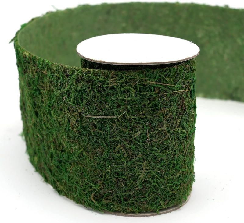 Photo 2 of Miscellaneous Bundle: Usmola Green Moss Roll for Woodland Decor Fairy Garden Crafts 4" W x 48" L (Dark Green) + Plushy Blue Dinosaur for Kids or pets