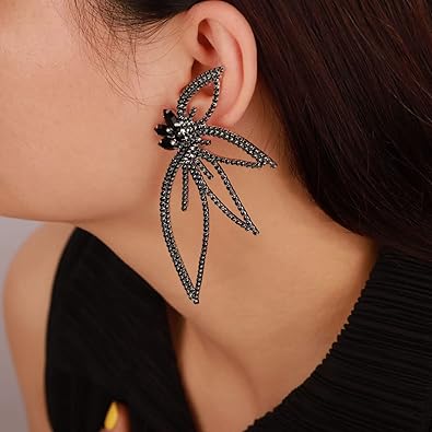 Photo 1 of Octwine Dainty Full Rhinestones Studs Earrings Statement Huge Butterfly Earrings Big Wings Earrings Hoop Bar Prom Earrings for Women for Women And Girls