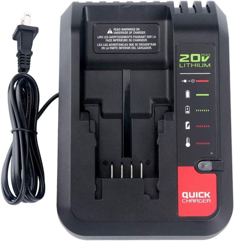 Photo 1 of PCC692L Compatible with Porter Cable 20v Charger, WaxPar PCC692L PCC691L Battery Charger Compatible with Porter Cable Li-Ion Battery PCC681L PCC699L Compatible with Black & Decker 20V Max Battery