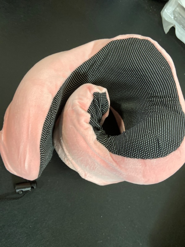 Photo 2 of Travel Pillow, Neck Pillow for Travel for Airplane, Velvet Memory Foam Neck Pillow Women Lady Head & Neck Support, for Long Flights Plane, Office, Cars Sleeping & Rest (Pink)