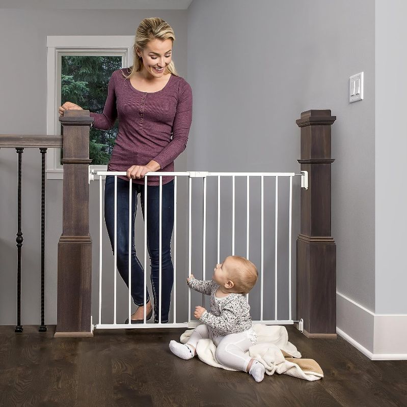 Photo 1 of Regalo 2-in-1 Extra Wide Stairway and Hallway Walk ThroughBaby Safety Gate, Hardware Mounting, White 24"x40.5"x28.5"(Pack of 1)