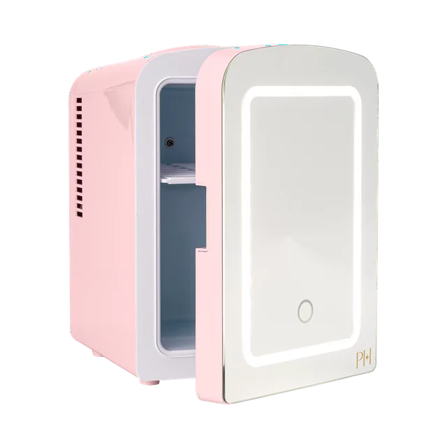 Photo 1 of Paris Hilton Mini Refrigerator and Personal Beauty Fridge, Mirrored Door with Light, 4 Liter, Pink