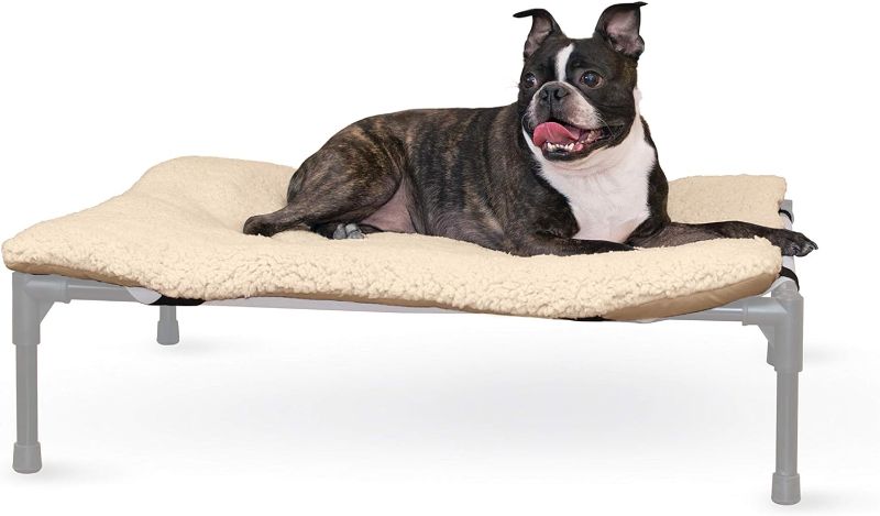 Photo 1 of K&H Pet Products Original Dog Cot Microfleece Pad for Outdoor Raised Dog Bed, Portable Dog Cot Pad, Washable Dog Bed (Cot Sold Separately) - Tan Fleece Medium 32 X 25 Inches