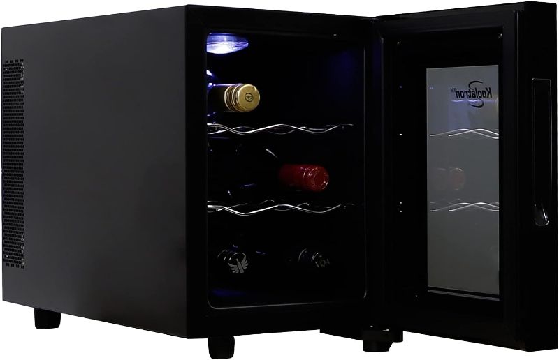 Photo 1 of Koolatron 6 Bottle Wine Cooler, Black, Thermoelectric Wine Fridge, 0.65 cu. ft. (16L), Freestanding Wine Cellar, Red, White and Sparkling Wine Storage for Small Kitchen, Apartment, Condo, RV