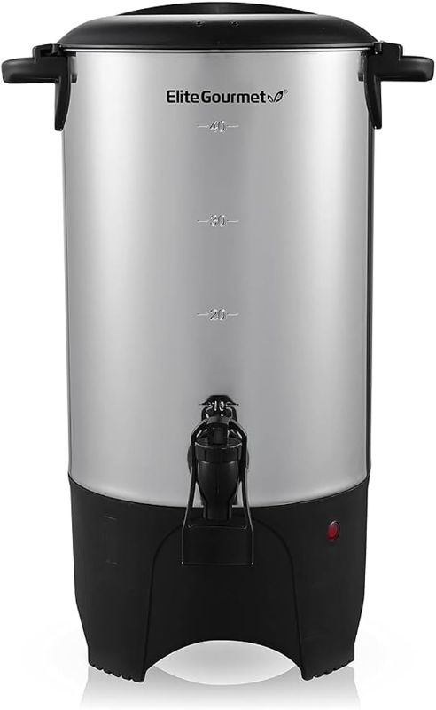 Photo 1 of Elite Gourmet CCM040 Stainless Steel 40 Cup Coffee Urn Removable Filter For Easy Cleanup, Two Way Dispenser with Cool-Touch Handles Electric Coffee Maker Urn, Stainless Steel