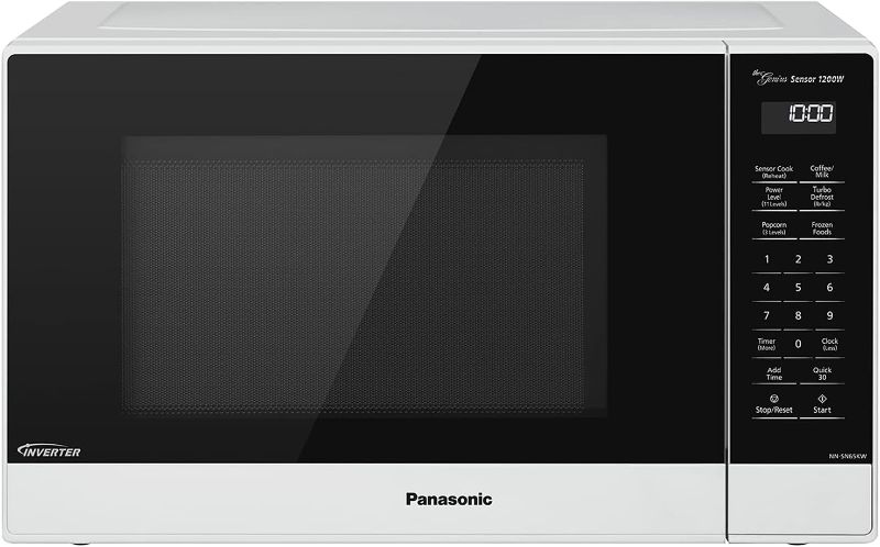 Photo 1 of Panasonic NN-SN65KW Microwave Oven with Inverter Technology, 1200W, 1.2 cu.ft. Small Genius Sensor One-Touch Cooking, Popcorn Button, Turbo Defrost-NN-SN65KW