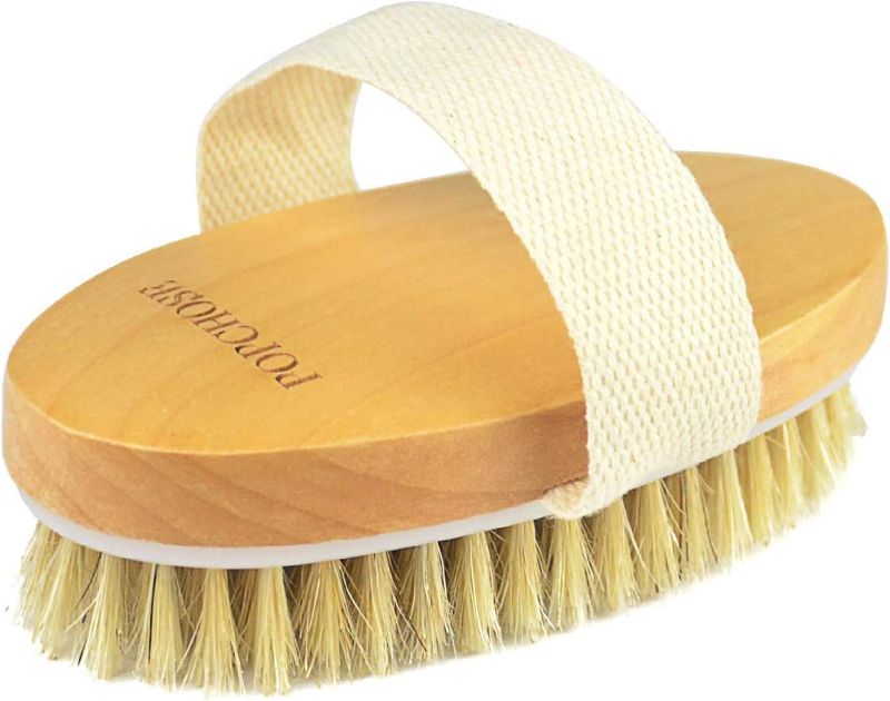 Photo 1 of POPCHOSE Dry Brushing Body Brush, Natural Bristle Dry Skin Exfoliating Brush Body Scrub for Flawless Skin, Cellulite Treatment, Lymphatic Drainage and Blood Circulation Improvement