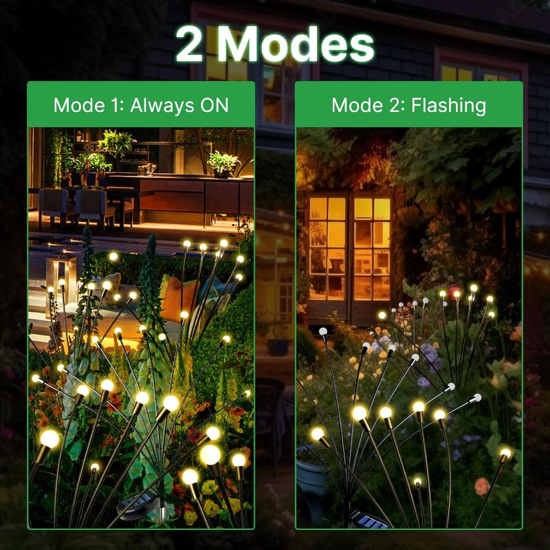Photo 2 of Solar Garden Lights 6 Pack, Upgraded 8 LED Firefly Lights Solar Outdoor, High Flexibility Solar Powered Swaying Lights Waterproof Stake Lights for Yard Patio Pathway Walkway Decoration, Warm White
