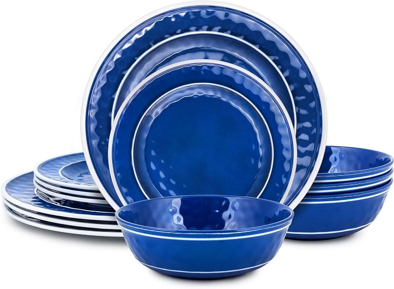 Dish blue. Melamine. Set of dishes.