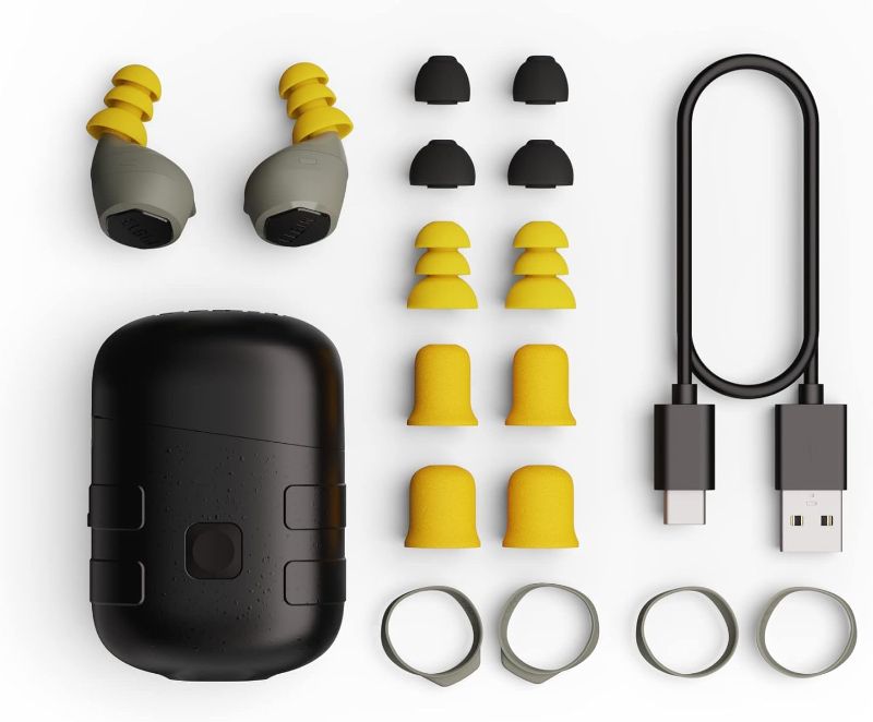 Photo 1 of Elgin Rebel True Wireless Earbuds, 25 dB Noise Reduction Bluetooth Headphone, Noise Cancelling Mic, 12+ Hour Battery Life, IP65 Water Resistant, OSHA Compliant Hearing Protection for Work
