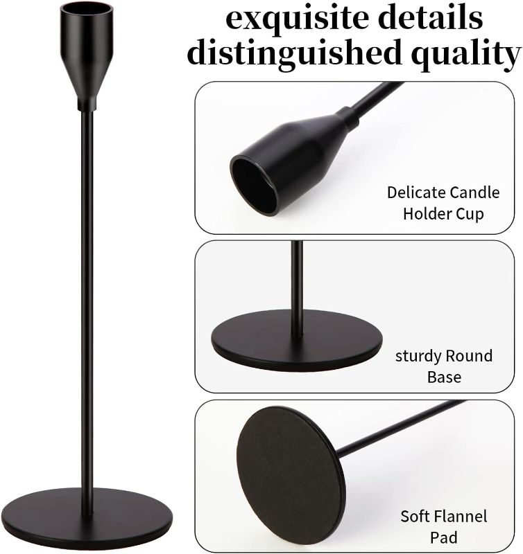 Photo 2 of Oatnauxil Matte Black Candle Holders Black Candlestick Holders Metal Candle Holder for Wedding, Dinning, Party, Fits 3/4 inch Thick Candle&Led Candles (Set of 3 Pcs)
