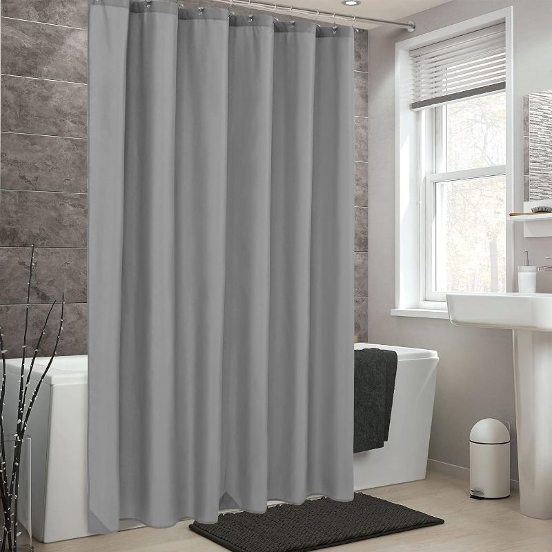 Photo 2 of ALYVIA SPRING Waterproof Fabric Shower Curtain Liner - Soft & Light-Weight Cloth Shower Liner with Magnets, Hotel Quality & Machine Washable - Standard Size 72x72, Gray
