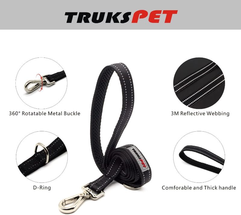 Photo 3 of TRUKSPET Dog Harness and Leash Set, Step in no Pull Dog Harness Adjustable Reflective Padded Mesh Fabric Dog Vest for Extra-Small/Small Medium Dogs and Cats-M-Black
