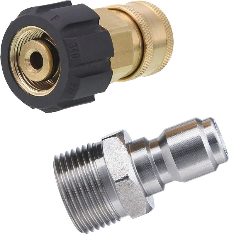 Photo 2 of Tool Daily Pressure Washer Adapter, 3/8 Inch Quick Connect Kit, M22 14mm to M22 Metric Fitting, 5000 PSI
