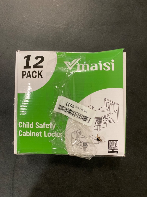 Photo 3 of 12 Pack Cabinet Locks Child Safety Latches - Vmaisi Baby Proofing Cabinets Drawer Lock with Adhesive Easy Installation - No Drilling or Extra Screws (White)
