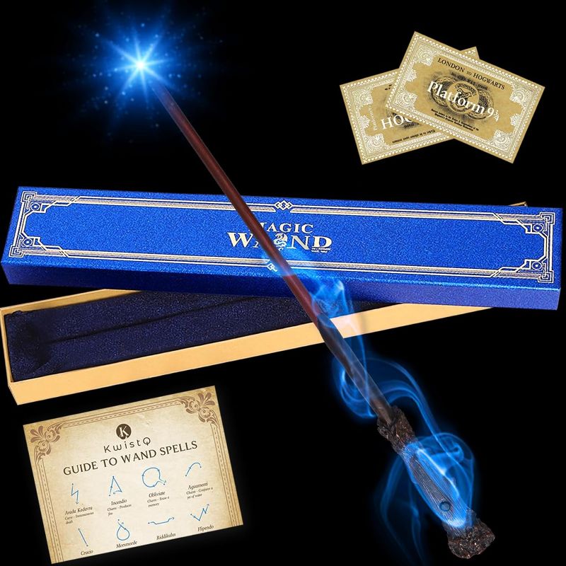 Photo 1 of Kwistq Magic Wand Light Up Rechargeable Toy Wizard Cosplay Accessory with Spell Guide and Magic Ticket and Gift Box for Christmas Halloween Birthday Party Favors
