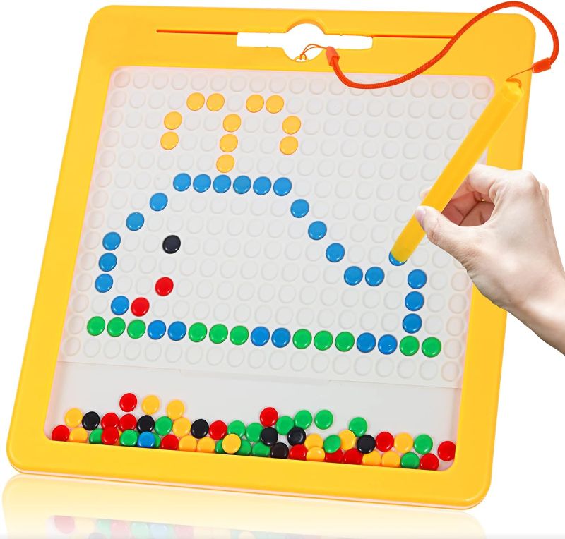 Photo 1 of Magnetic Drawing Board for Toddlers - Montessori Educational Sensory Toys for 3 + Years Old Girls Boys Magnetic Dot Art Boards - Kids Doodle Board Travel Toys for 4 5 6 Year
