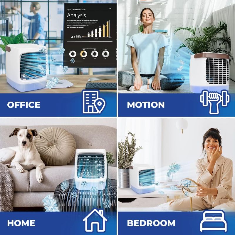 Photo 2 of ChillWell 2.0 Evaporative Air Cooler - 4-Speed Mini Portable Swamp Coolers with Humidifier | Indoor Personal Cooling Unit for Bedroom, Home Office, and Camping | USB-Rechargeable, Easy Setup
