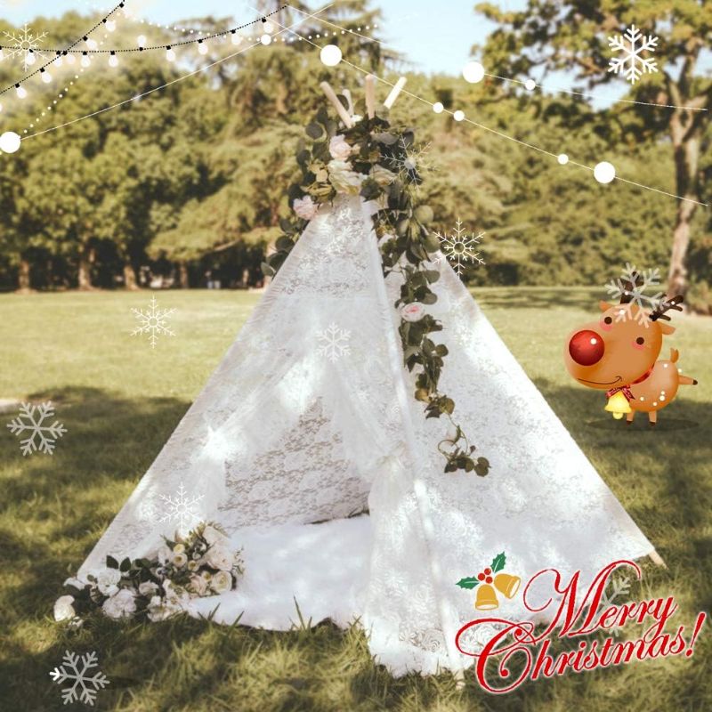 Photo 2 of Lace Teepee Tent for Girls, Boho Tent White Teepee Sheer Lace Tipi Canopy for Wedding, Party, Photo Prop Avrsol
