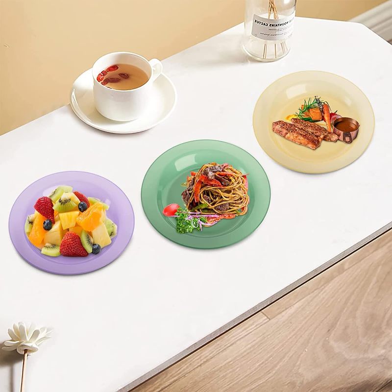 Photo 1 of Cedilis 30 Pack Plastic Plates, 10 Inch Reusable Round Plates, Assorted Dinner Plates for Indoor Outdoor Kids Toddler Use, BPA Free, Dishwasher Safe, Microwave Safe Black
