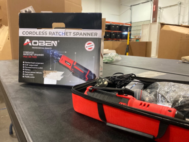 Photo 3 of AOBEN 3/8" 40 Ft-lbs Cordless Electric Ratchet Wrench Kit with Variable Speed, Lithium Batteries
