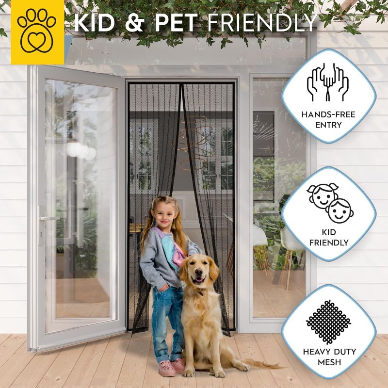 Photo 2 of AUGO Magnetic Screen Door - Self Sealing, Heavy Duty, Hands Free Mesh Partition Keeps Bugs Out - Pet and Kid Friendly - Patent Pending Keep Open Feature - 38 Inch x 83 Inch
