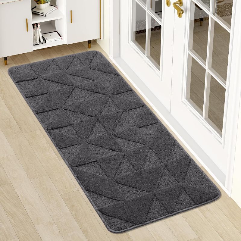 Photo 2 of OLANLY Door Mats Indoor, Non-Slip, Absorbent, Dirt Resist, Entrance Washable Mat, Low-Profile Inside Entry Doormat for Entryway (47x20 inches, Dark Grey)
