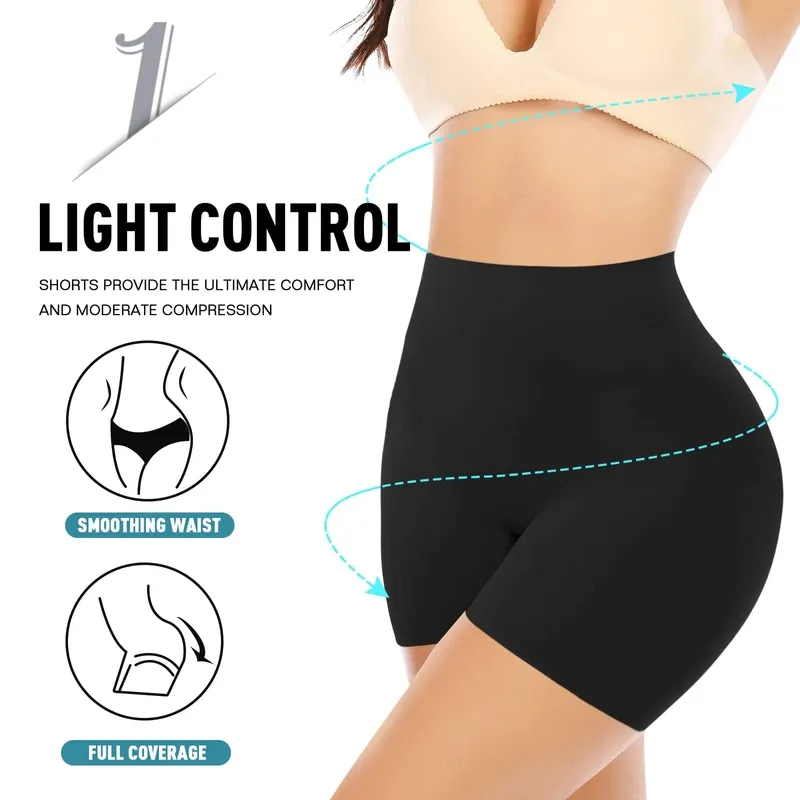 Photo 2 of Seamless Shaping Boyshorts Panties for Women Tummy Control Shapewear Under Dress Slip Shorts Underwear (Long Black,L)
