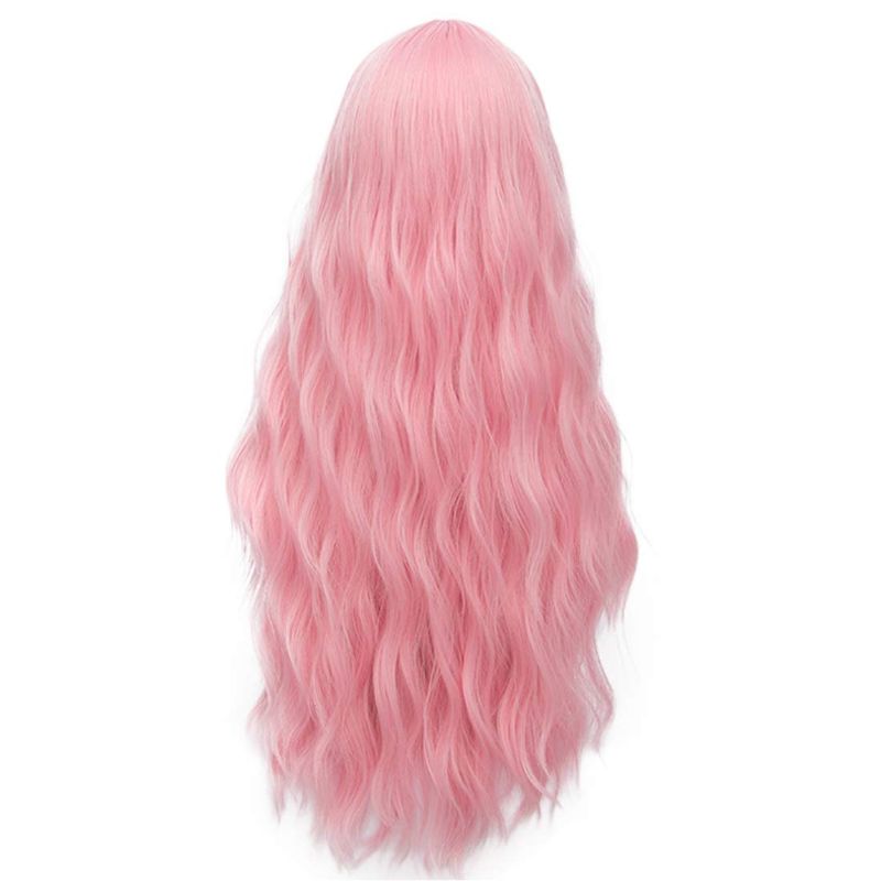 Photo 1 of  Long Pink Wig Light Pink Wig for Women Synthetic Heat Resistant Curly Wave Cosplay Wig for Halloween Costume
