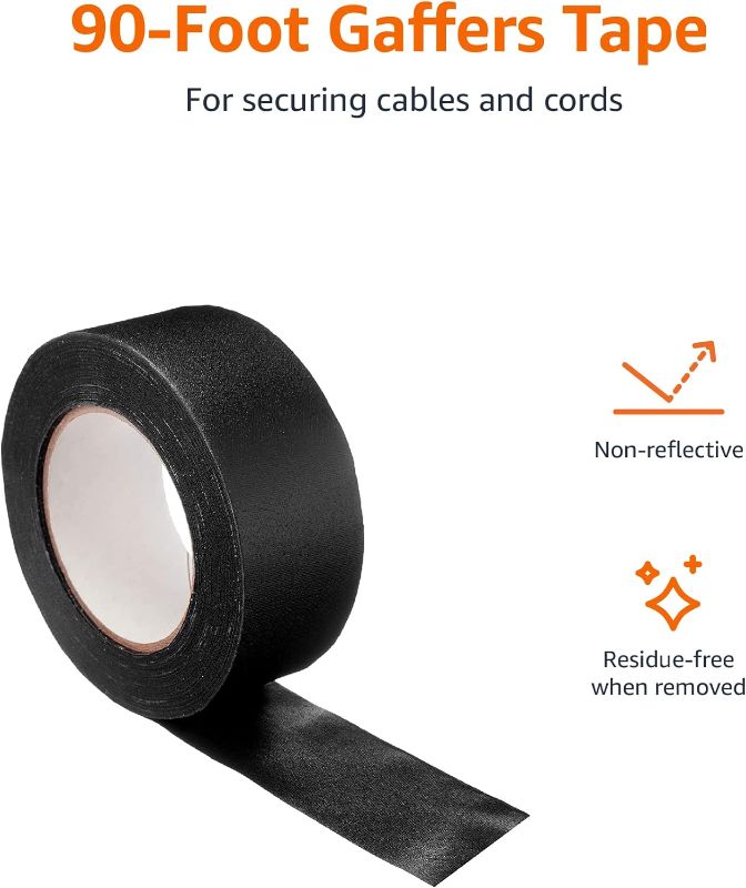 Photo 2 of Amazon Basics No Residue, Non-Reflective Gaffers Tape - 2 Inch x 90 Feet, Black
