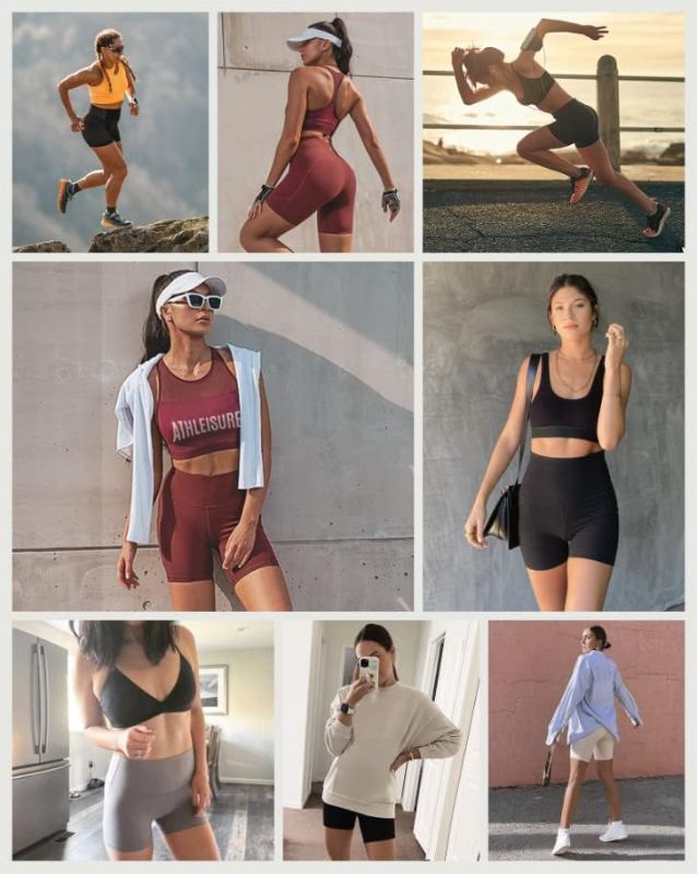 Photo 2 of IUGA Biker Shorts Women 6" Workout Shorts Womens with Pockets High Waisted Yoga Running Gym Spandex Compression Shorts

