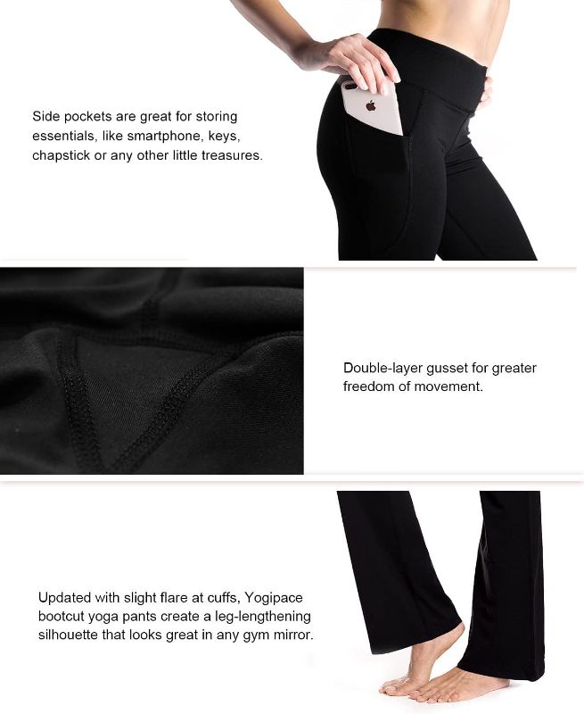 Photo 2 of Yogipace,25"/27"/29"/31"/33"/35"/37",Women's Bootcut Yoga Pants Lounge Workout Pants with Side Pockets
